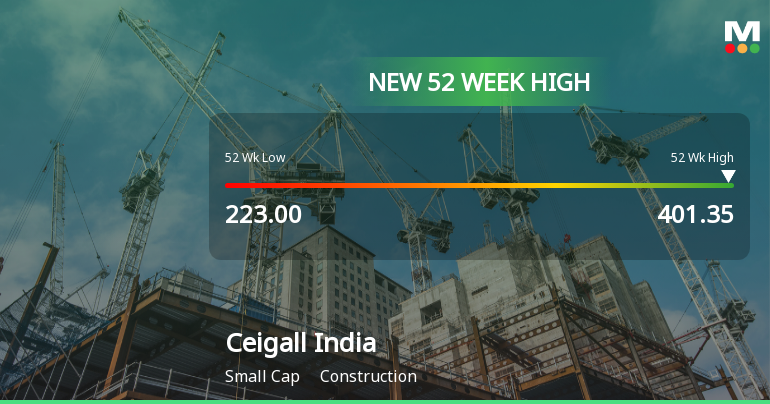 Broad-Based Technical Strength Lifts Ceigall India Ltd to 52-Week High of Rs 401.35