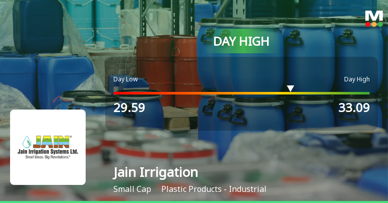 Jain Irrigation Systems Ltd Surges 12.38% to Day's High of Rs 32.25 — Outperforms Sector by 7.69 Percentage Points