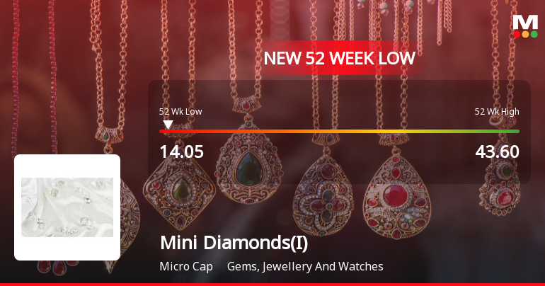 Mini Diamonds (India) Ltd Falls to 52-Week Low of Rs 14.05 as Sell-Off Deepens