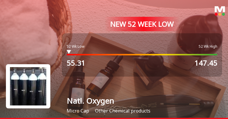 National Oxygen Ltd Falls to 52-Week Low of Rs 55.31 as Sell-Off Deepens