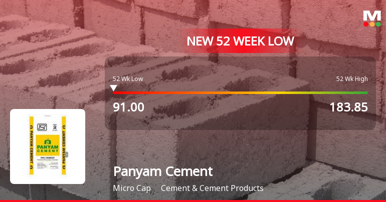 Panyam Cements & Mineral Industries Ltd Falls to 52-Week Low of Rs 91 as Sell-Off Deepens