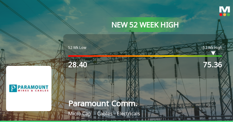 Broad-Based Technical Strength Lifts Paramount Communications Ltd to 52-Week High of Rs 75.36