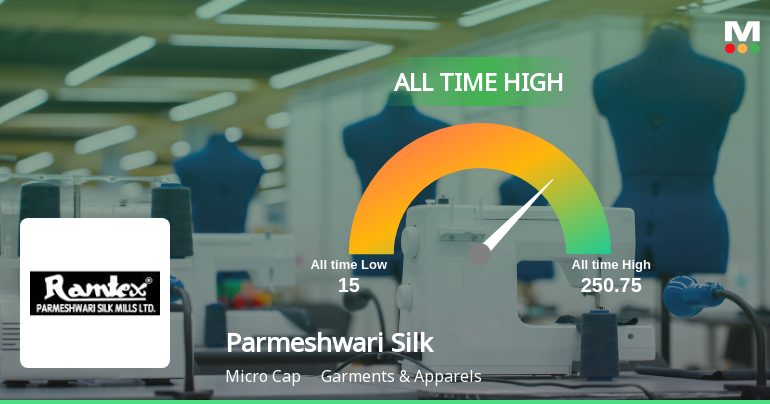 Parmeshwari Silk Mills Ltd Hits All-Time High of Rs 263.25 as Momentum Builds Across Timeframes