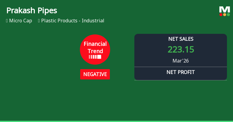 Prakash Pipes Ltd. Reports Mixed Quarterly Results Amid Negative Financial Trend