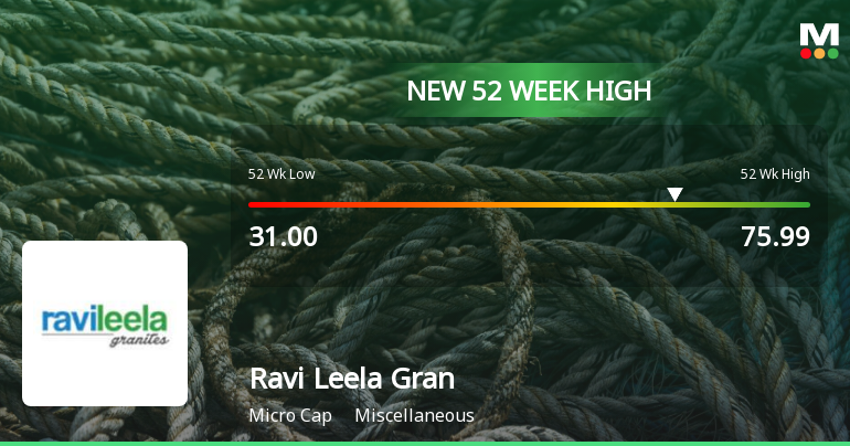 Broad-Based Technical Strength Lifts Ravi Leela Granites Ltd to 52-Week High of Rs 75.99