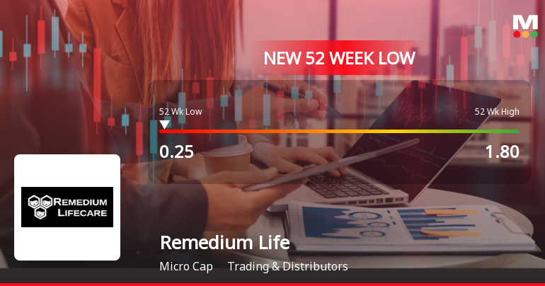 Remedium Lifecare Ltd Falls to 52-Week Low of Rs 0.25 as Sell-Off Deepens