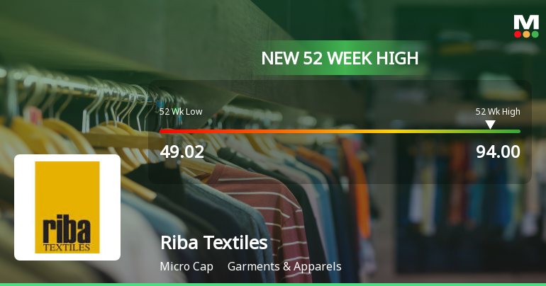 Broad-Based Technical Strength Lifts Riba Textiles Ltd to 52-Week High of Rs 94