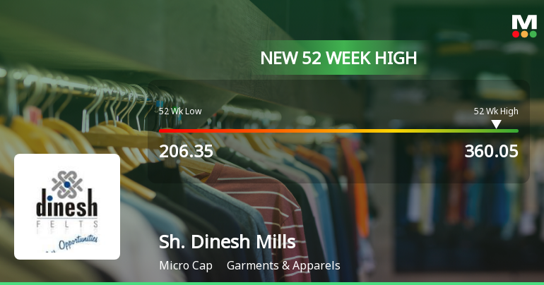 Broad-Based Technical Strength Lifts Shri Dinesh Mills Ltd to 52-Week High of Rs 360.05