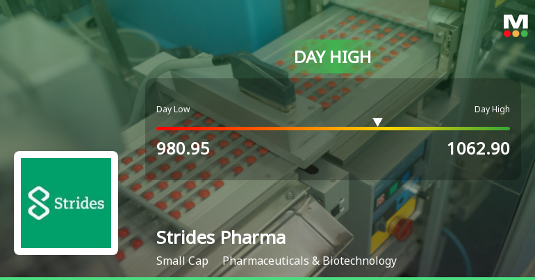 Strides Pharma Science Ltd Surges 7.14% to Day's High of Rs 1062.9 — Outperforms Sector by 6.32 Percentage Points