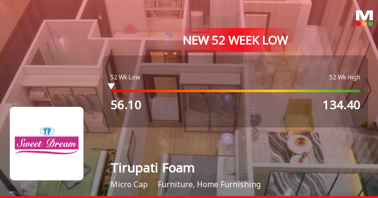 Tirupati Foam Ltd Falls to 52-Week Low of Rs 56.1 as Sell-Off Deepens