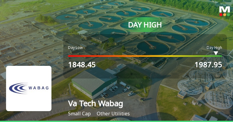 Va Tech Wabag Ltd Surges 8.3% to Day's High of Rs 1974 — Outperforms Sector by 7.44 Percentage Points