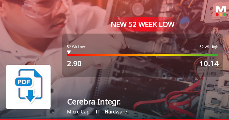 Cerebra Integrated Technologies Ltd Falls to 52-Week Low of Rs 2.9 as Sell-Off Deepens