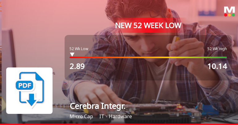 Cerebra Integrated Technologies Ltd Falls to 52-Week Low of Rs 2.89 as Sell-Off Deepens
