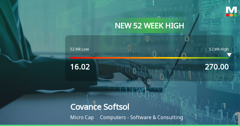 Broad-Based Technical Strength Lifts Covance Softsol Ltd to 52-Week High of Rs 270