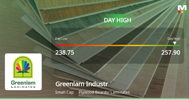 Greenlam Industries Ltd Surges 7.3% to Day's High of Rs 256 — Outperforms Sector by 4.12 Percentage Points