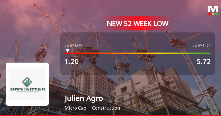Five Consecutive Losses Push Julien Agro Infratech Ltd to a New 52-Week Low