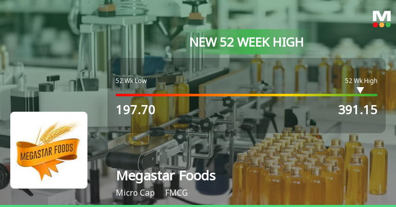 Broad-Based Technical Strength Lifts Megastar Foods Ltd to 52-Week High of Rs 391.15