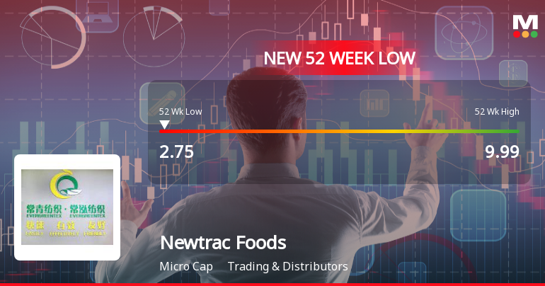 Newtrac Foods & Beverages Ltd Falls to 52-Week Low of Rs 2.75 as Sell-Off Deepens