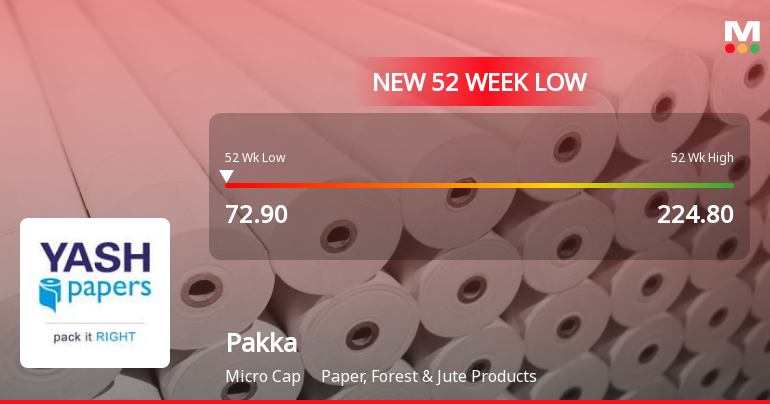 Pakka Ltd Falls to 52-Week Low of Rs 72.9 as Sell-Off Deepens