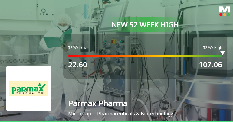 Broad-Based Technical Strength Lifts Parmax Pharma Ltd to 52-Week High of Rs 107.06