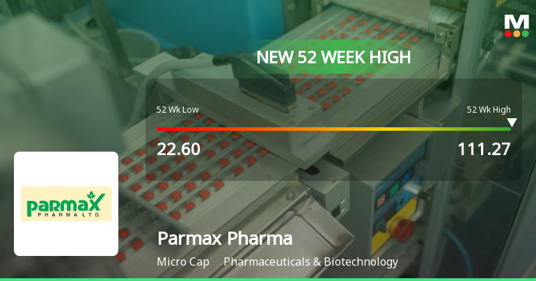 Broad-Based Technical Strength Lifts Parmax Pharma Ltd to 52-Week High of Rs 111.27