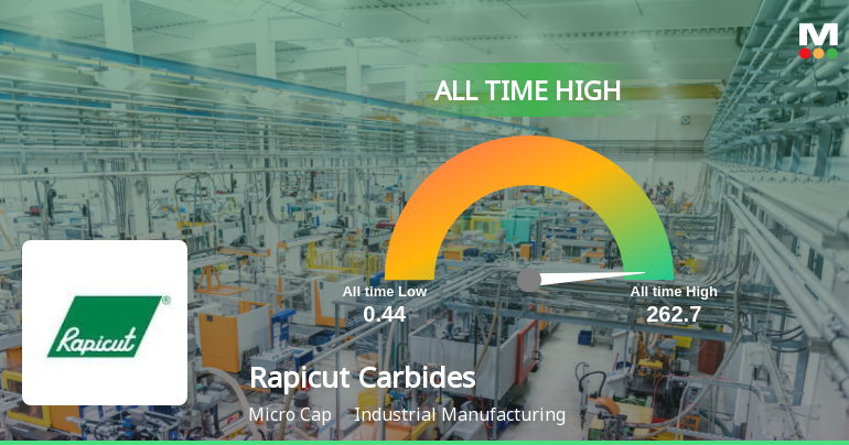 Rapicut Carbides Ltd Hits All-Time High of Rs 262.7 as Momentum Builds Across Timeframes