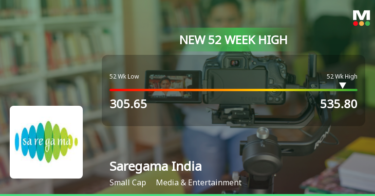 Broad-Based Technical Strength Lifts Saregama India Ltd to 52-Week High of Rs 535.8
