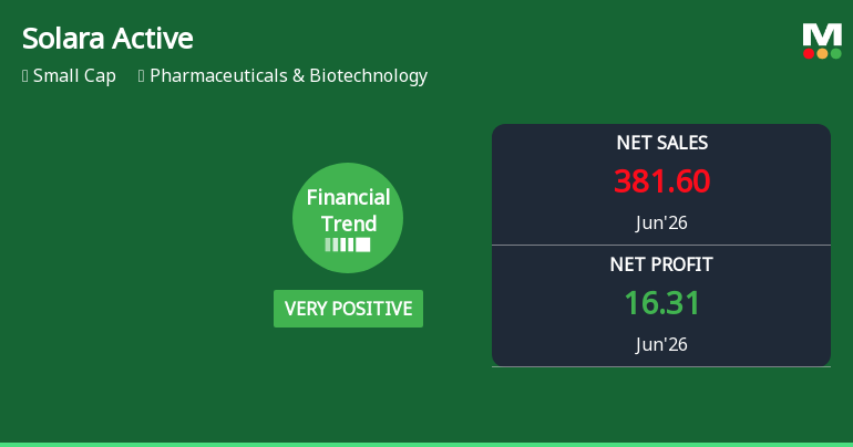 Solara Active Pharma Sciences Ltd Reports Very Positive Quarterly Financial Trend Amid Mixed Market Returns