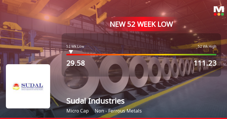 Sudal Industries Ltd Falls to 52-Week Low of Rs 29.58 as Sell-Off Deepens