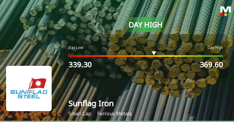 Sunflag Iron & Steel Company Ltd Surges 8.32% to Day's High of Rs 349.85 — Outperforms Sector by 2.32 Percentage Points