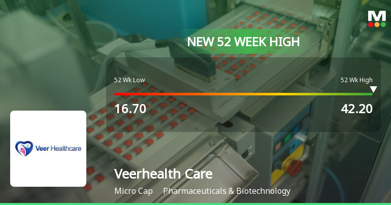 Broad-Based Technical Strength Lifts Veerhealth Care Ltd to 52-Week High of Rs 42.2