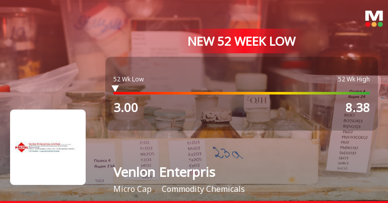 Venlon Enterprises Ltd Falls to 52-Week Low of Rs 3 as Sell-Off Deepens
