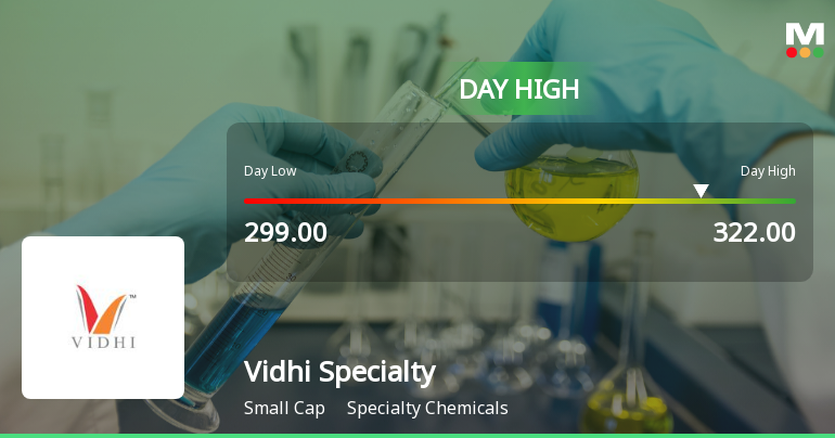 Vidhi Specialty Food Ingredients Ltd Surges 7.68% to Day's High of Rs 322 — Outperforms Sector by 5.4 Percentage Points
