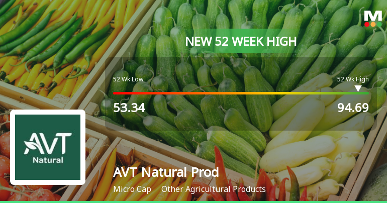 Broad-Based Technical Strength Lifts AVT Natural Products Ltd to 52-Week High of Rs 94.69
