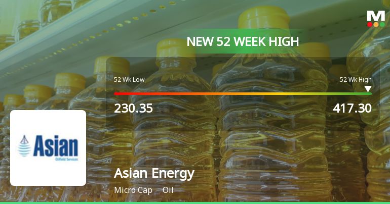 Broad-Based Technical Strength Lifts Asian Energy Services Ltd to 52-Week High of Rs 417.3