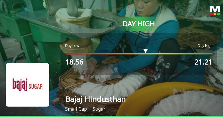 Bajaj Hindusthan Sugar Ltd Surges 9.34% to Day's High of Rs 20.4 — Outperforms Sector by 7.26 Percentage Points