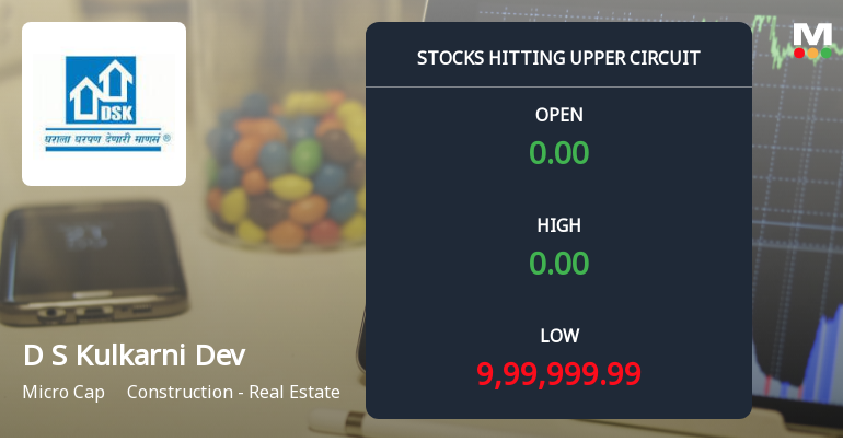 D S Kulkarni Developers Ltd Locks at Upper Circuit With 4.98% Gain — Buyers Queue, Sellers Absent
