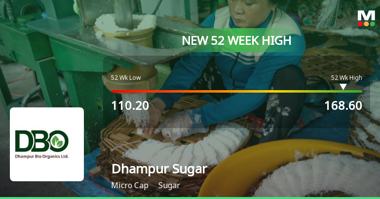 Broad-Based Technical Strength Lifts Dhampur Sugar Mills Ltd to 52-Week High of Rs 168.6