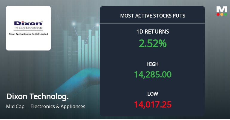 Rs 13,500 Puts — 5.4% Below Current Price — Draw 2,671 Contracts on Dixon Technologies (India) Ltd
