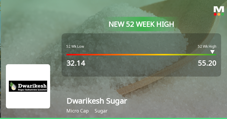 Dwarikesh Sugar Industries Ltd Hits New 52-Week High of Rs 55.2 on Back of Strong Technical Signals