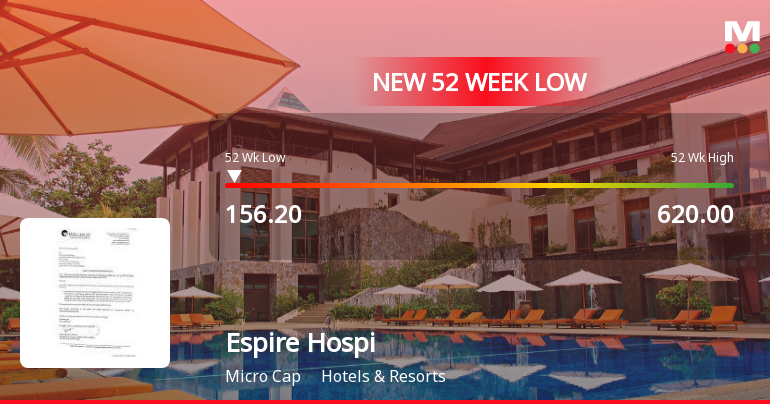 Espire Hospitality Ltd Falls to 52-Week Low of Rs 156.2 as Sell-Off Deepens