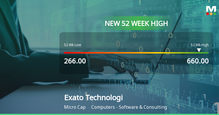 Broad-Based Technical Strength Lifts Exato Technologies Ltd to 52-Week High of Rs 660