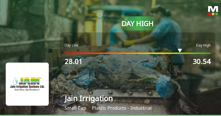 Jain Irrigation Systems Ltd Surges 8.17% to Day's High of Rs 30.45 — Outperforms Sector by 3.45 Percentage Points