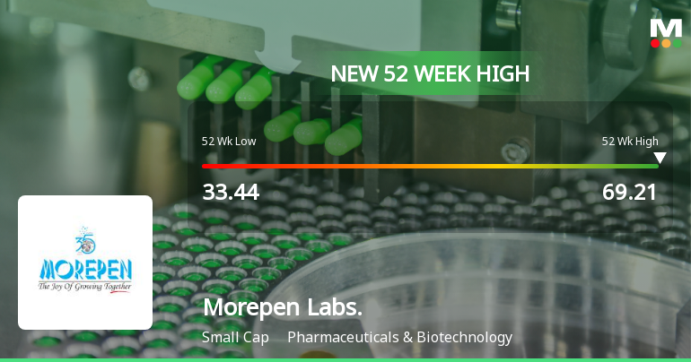 Broad-Based Technical Strength Lifts Morepen Laboratories Ltd to 52-Week High of Rs 69