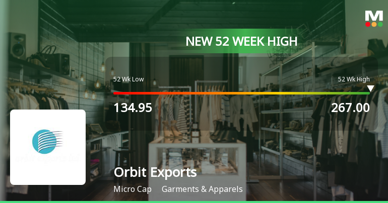 Broad-Based Technical Strength Lifts Orbit Exports Ltd to 52-Week High of Rs 267