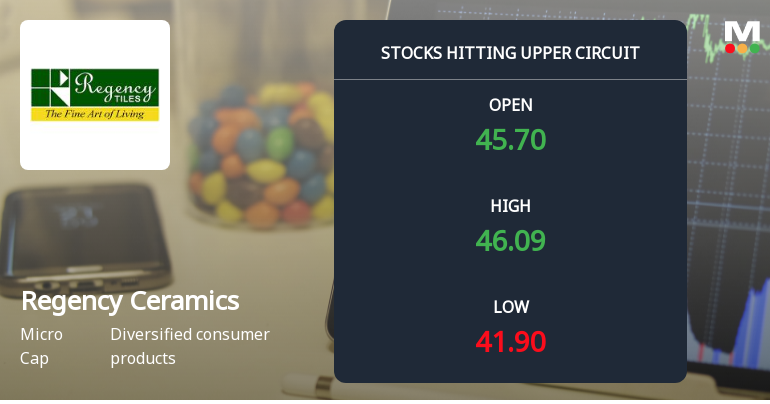 Regency Ceramics Ltd Locks at Upper Circuit With 12.5% Gain — Buyers Queue, Sellers Absent