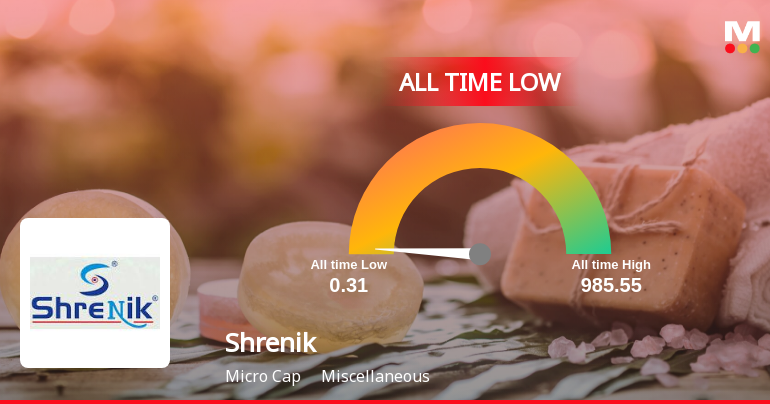 Shrenik Ltd Extends Losing Streak to Multiple Sessions, Touches All-Time Low at Rs 0.31