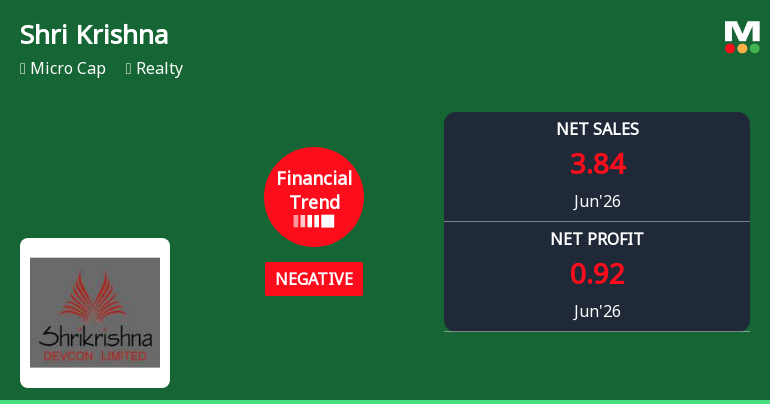 Shri Krishna Devcon Ltd Reports Negative Financial Trend Amidst Mixed Market Returns