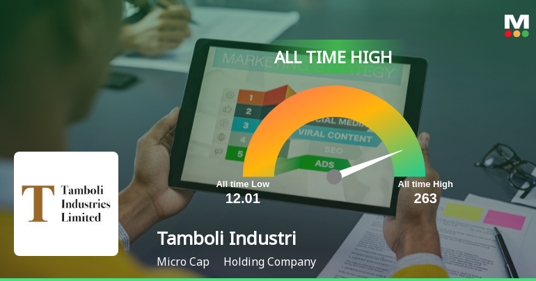 Tamboli Industries Ltd Hits All-Time High of Rs 267 as Momentum Builds Across Timeframes