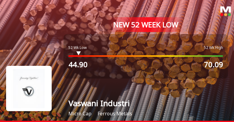 Vaswani Industries Ltd Falls to 52-Week Low of Rs 44.9 as Sell-Off Deepens